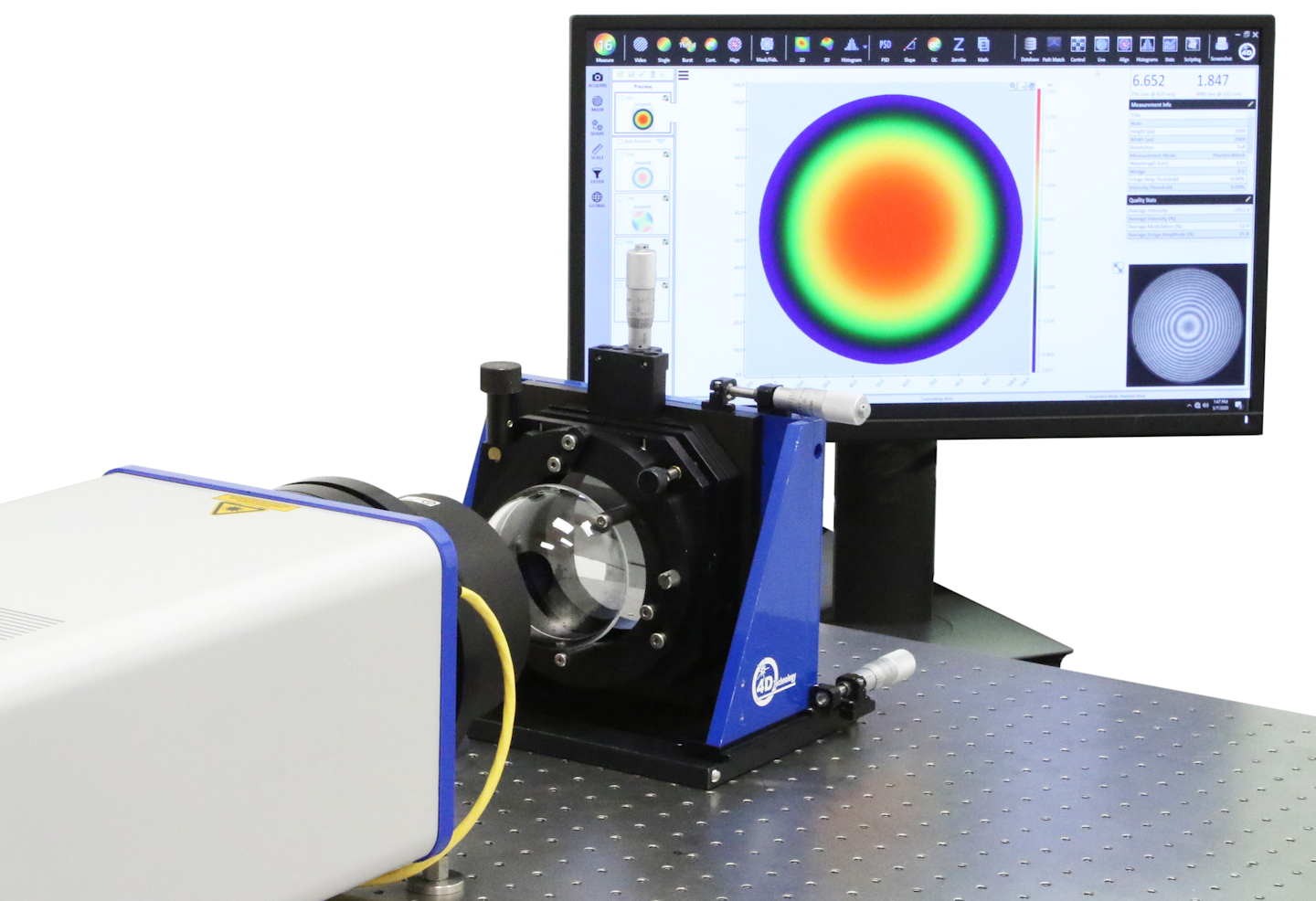 Short coherence laser interferometer measures transparent domes Laser