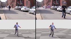 FIGURE 1. A wearable camera harness allows a person’s motions—even rapid ones, like running—to be captured outside, even as the person traverses great distances. FIGURE 1. A wearable camera harness allows a person’s motions—even rapid ones, like running—to be captured outside, even as the person traverses great distances.
