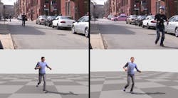 FIGURE 1. A wearable camera harness allows a person&rsquo;s motions&mdash;even rapid ones, like running&mdash;to be captured outside, even as the person traverses great distances.