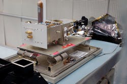 The Lyman Alpha Mapping Project (LAMP) imaging spectrometer aboard the LRO (shown here in a pre-flight photo) has detected helium in the Moon’s tenuous atmosphere based on far-ultraviolet (121.6 nm) hydrogen Lyman-alpha emissions. The Lyman Alpha Mapping Project (LAMP) imaging spectrometer aboard the LRO (shown here in a pre-flight photo) has detected helium in the Moon’s tenuous atmosphere based on far-ultraviolet (121.6 nm) hydrogen Lyman-alpha emissions.