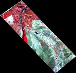 FIGURE 1. A hyperspectral image from Headwall Photonics' Micro-Hyperspec sensor was taken from a fixed-wing aircraft. FIGURE 1. A hyperspectral image from Headwall Photonics' Micro-Hyperspec sensor was taken from a fixed-wing aircraft.