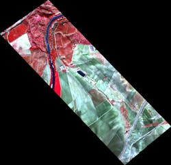 FIGURE 1. A hyperspectral image from Headwall Photonics' Micro-Hyperspec sensor was taken from a fixed-wing aircraft. FIGURE 1. A hyperspectral image from Headwall Photonics' Micro-Hyperspec sensor was taken from a fixed-wing aircraft.