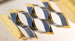 Cuts in a flexible backing for thin-film photovoltaic cells allow a flat solar panel to separate into many small cells that can track the sun across the sky. Tracking provides a 20% to 40% improvement in the amount of energy captured by the cells. Cuts in a flexible backing for thin-film photovoltaic cells allow a flat solar panel to separate into many small cells that can track the sun across the sky. Tracking provides a 20% to 40% improvement in the amount of energy captured by the cells.