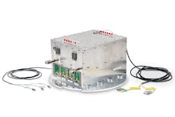 FIGURE 2. Inside the MAIUS laser systems, four laser modules are mounted on the bottom side of a heat sink, and the Zerodur benches for switching and frequency stabilization are mounted on top. FIGURE 2. Inside the MAIUS laser systems, four laser modules are mounted on the bottom side of a heat sink, and the Zerodur benches for switching and frequency stabilization are mounted on top.