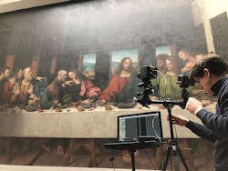 FIGURE 2. A compact HS camera images a Da Vinci painting, a copy of &ldquo;The Last Supper,&rdquo; in 150 spectral bands.