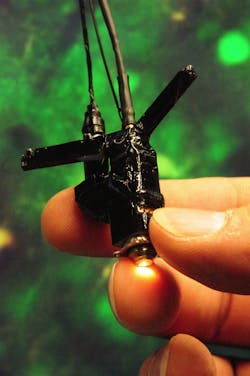 A miniature two-photon microscope is small enough to be mounted on a lb rat without restricting the animal's activities. A miniature two-photon microscope is small enough to be mounted on a lb rat without restricting the animal's activities.