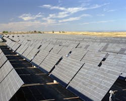 FIGURE 2. Array of solar panels tilts during the day to follow the sun and collect maximum energy. FIGURE 2. Array of solar panels tilts during the day to follow the sun and collect maximum energy.