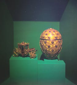 An OptoClone of a Faberge Imperial Easter Egg, the 1897 Coronation Easter Egg, appears to viewers as if it were the object itself.