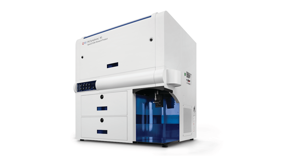 FIGURE 1. Using multiple laser wavelengths, the BD FACSymphony system is a novel cell analyzer that enables simultaneous measurement of up to 50 different characteristics of a single cell.