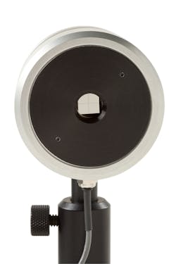 FIGURE 4. A 9-mm-diameter pyroelectric quad detector can be used with pulsed lasers with pulses ranging from femtoseconds to microseconds in duration. FIGURE 4. A 9-mm-diameter pyroelectric quad detector can be used with pulsed lasers with pulses ranging from femtoseconds to microseconds in duration.