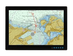 FIGURE 2. A 4K monitor displays an electronic mapped image; instead of traditional paper navigation charts, an ECDIS or Electronic Chart Display and Information System is often used.