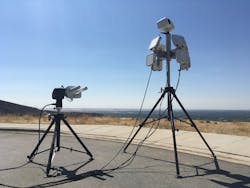 FIGURE 2. A dual-camera pan-tilt system with frequency jammer can be used to neutralize drones. FIGURE 2. A dual-camera pan-tilt system with frequency jammer can be used to neutralize drones.
