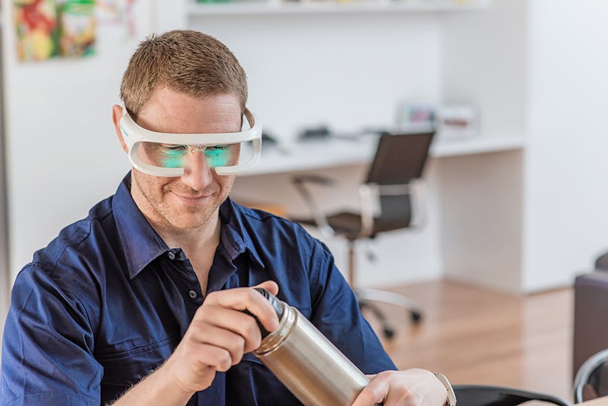 FIGURE 3. Re-Timer glasses deliver 500 nm light to reduce jet lag, improve sleep, and improve alertness for shift workers.