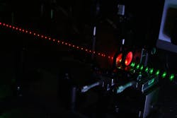 A VECSOL with a plano-concave resonator is pumped at 523 nm and emits at around 650 nm with a conversion efficiency of 43%. A VECSOL with a plano-concave resonator is pumped at 523 nm and emits at around 650 nm with a conversion efficiency of 43%.