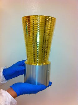 The thermal shield for the lunar corner-cube retroreflector is coated with Laser Gold to allow measurements critical in understanding dark energy and matter.