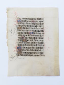 FIGURE 2. A leaf from a 15th century French Book of Hours contains illuminated (decorated) capital letters. FIGURE 2. A leaf from a 15th century French Book of Hours contains illuminated (decorated) capital letters.