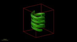 Creation of calibration slides involves using a complex laser lithography technique to etch complex 2D and 3D structures—such as this double helix—within custom-designed photosensitive glass. Creation of calibration slides involves using a complex laser lithography technique to etch complex 2D and 3D structures—such as this double helix—within custom-designed photosensitive glass.