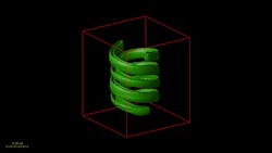 Creation of calibration slides involves using a complex laser lithography technique to etch complex 2D and 3D structures—such as this double helix—within custom-designed photosensitive glass. Creation of calibration slides involves using a complex laser lithography technique to etch complex 2D and 3D structures—such as this double helix—within custom-designed photosensitive glass.