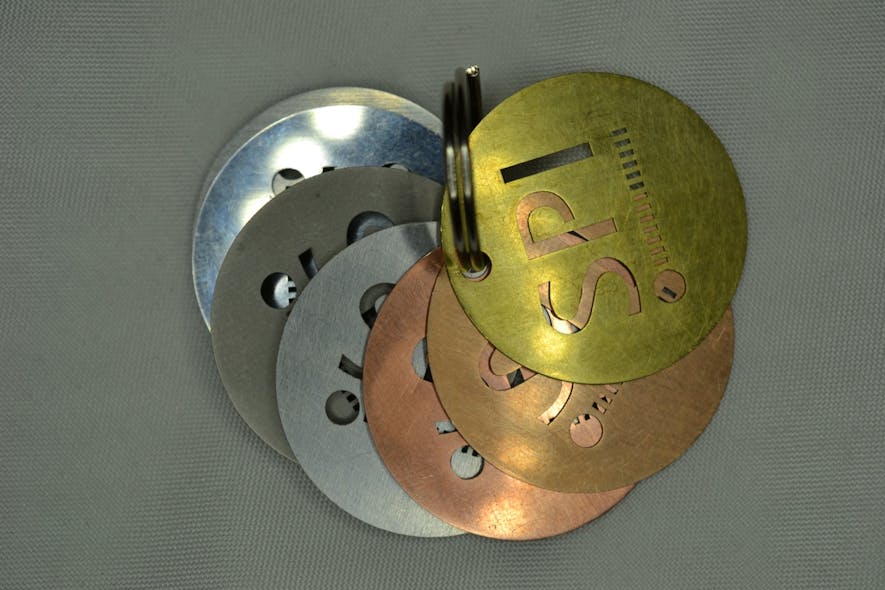 FIGURE 4. Using assist gas, nanosecond fiber lasers cut a variety of metallic (steel, stainless steel, aluminum, copper, bronze, and brass) and even non-metallic materials.