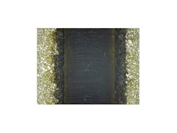 FIGURE 4. High pulse energy fiber laser technology delivered through a novel square fiber efficiently ablates the AlSi coating to expose the native HSS surface for enhanced weld quality. FIGURE 4. High pulse energy fiber laser technology delivered through a novel square fiber efficiently ablates the AlSi coating to expose the native HSS surface for enhanced weld quality.