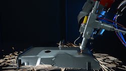 FIGURE 5. A Coherent Highlight FL fiber laser can be combined with robotics to enable high-speed 3D part cutting for industries such as white goods (washing machines, kitchen stoves, and so on). FIGURE 5. A Coherent Highlight FL fiber laser can be combined with robotics to enable high-speed 3D part cutting for industries such as white goods (washing machines, kitchen stoves, and so on).