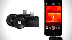 FIGURE 1. The SEEK Thermal camera for smartphones, made by Seek Thermal (Santa Barbara, CA), contains a microbolometer array and chalcogenide optics.