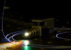 A light source unlike either lasers or LEDs, supercontinuum light emerges from a photonic crystal fiber. A light source unlike either lasers or LEDs, supercontinuum light emerges from a photonic crystal fiber.