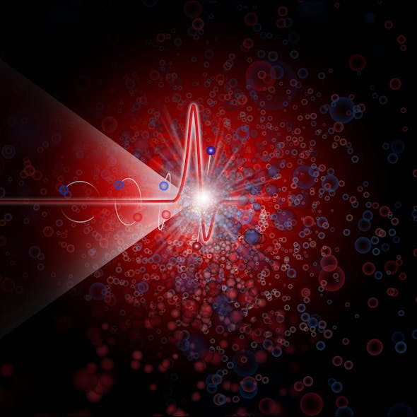 The interaction of an extreme laser pulse with a quantum vacuum breaks the bonds between virtual particle pairs and converts them into real particles.