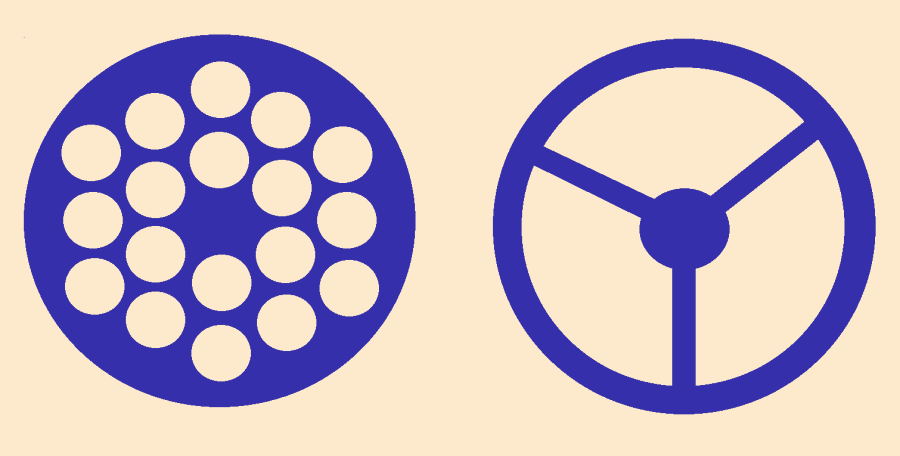 Cross-sectional examples of microstructured polymer fiber fabricated using a new simple extrusion process.
