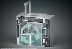 FIGURE 4. Vapor degreasing fluid recycles for hundreds of cycles before it needs refreshing or replacing. FIGURE 4. Vapor degreasing fluid recycles for hundreds of cycles before it needs refreshing or replacing.