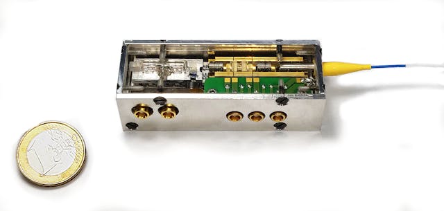 FIGURE 7. Integrated optical reference laser system with rubidium vapor cell for cold atom experiments in CubeSat form factor.