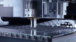 A TRUMPF TruMicro Series 5000 ultrashort-pulse laser does high-speed cutting of glass using TOP Cleave optics.