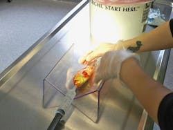 Frank, a 17-year-old comet goldfish, gets anesthetized by a solution of a powdered anesthetic mixed with his own aquarium water. The dosage was sporadic until he ceased movement. Frank, a 17-year-old comet goldfish, gets anesthetized by a solution of a powdered anesthetic mixed with his own aquarium water. The dosage was sporadic until he ceased movement.