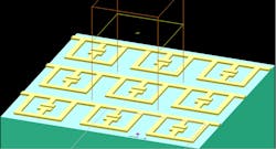 FIGURE 3. Software helps researchers design potential metamaterials (top), such as laying out the design of materials making up the layers of the final structure. Then, software can simulate illumination of the theoretical material in a very precise and specific way, and it computes the results, such as the optical power absorbed (bottom, lower left). FIGURE 3. Software helps researchers design potential metamaterials (top), such as laying out the design of materials making up the layers of the final structure. Then, software can simulate illumination of the theoretical material in a very precise and specific way, and it computes the results, such as the optical power absorbed (bottom, lower left).