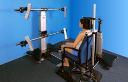 FIGURE 3. GFMesstechnik’s multisensor setup for scanning the face and body generates three-dimensional images based on phase-shifted fringe patterns. FIGURE 3. GFMesstechnik’s multisensor setup for scanning the face and body generates three-dimensional images based on phase-shifted fringe patterns.