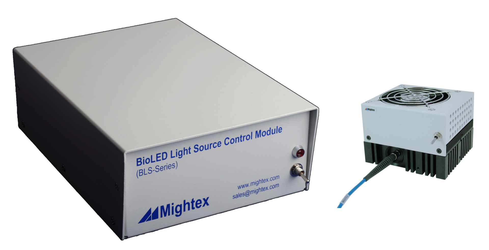 FIGURE 1. Mightex offers its BioLED Control Module and a multi-wavelength fiber-coupled LED&mdash;both designed for optogenetics.