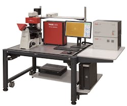 Thorlabs' OTM200 optical tweezers microscope system can couple to any inverted microscope. Thorlabs' OTM200 optical tweezers microscope system can couple to any inverted microscope.