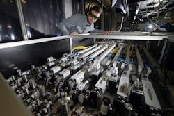 FIGURE 2. The MIMAS workshop discussed the concept of massive fiber parallelization followed by a beam combination stage to address the most demanding applications in science such as laser-driven particle acceleration. FIGURE 2. The MIMAS workshop discussed the concept of massive fiber parallelization followed by a beam combination stage to address the most demanding applications in science such as laser-driven particle acceleration.