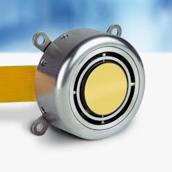 FIGURE 1. An MR-15-30 dual-axis voice-coil mirror (VCM) is shown with protected gold coating. FIGURE 1. An MR-15-30 dual-axis voice-coil mirror (VCM) is shown with protected gold coating.