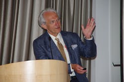 FIGURE 1. Electrical engineering and laser pioneer G&eacute;rard Mourou in 2014 at the international symposium From Ultrafast to Extreme Light.