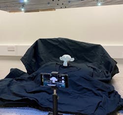 A 48-mm-tall matte 3D figurine is imaged in 3D using a smartphone; the image reconstruction is robust to unmodulated background light. A 48-mm-tall matte 3D figurine is imaged in 3D using a smartphone; the image reconstruction is robust to unmodulated background light.