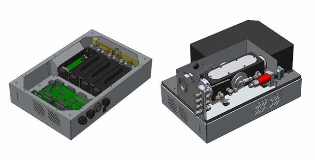 FIGURE 1. A modular, ruggedized architecture includes interchangeable laser modules and dual-path-length gas cells, easily configured to meet particular application requirements.