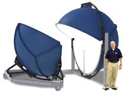 FIGURE 3. Testing of the LEDs in the end-user luminaire housing can require large integrating spheres such as the 3 m diameter system shown here. FIGURE 3. Testing of the LEDs in the end-user luminaire housing can require large integrating spheres such as the 3 m diameter system shown here.