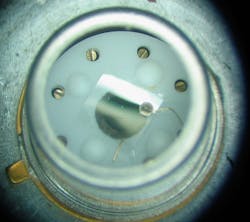 FIGURE 2. Thin-film lithium tantalate oxide (LiTaO3) pyroelectric detectors are now commercially available. FIGURE 2. Thin-film lithium tantalate oxide (LiTaO3) pyroelectric detectors are now commercially available.