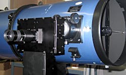 FIGURE 3. Portable OKO adaptive optics attachment for horizontal imaging has mounted on a 10 in. telescope.
