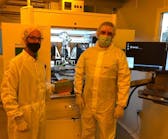 VLC Photonics&rsquo; CTO David Domenech and ficonTEC Production Engineer Tim Kluge after installation of the new WLT system.