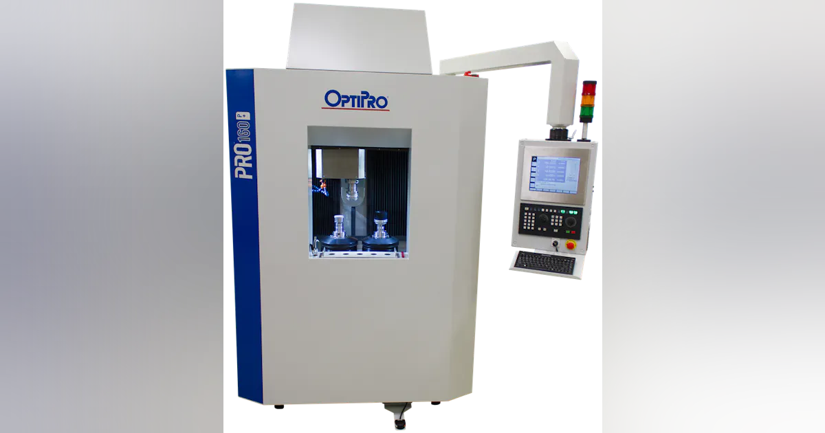 Optipro Machine Optical polisher from OptiPro Systems features dual lower spindles ...