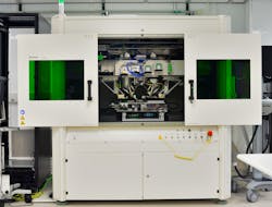 FIGURE 1. This ficonTec wafer prober has the ability to probe optical, RF, and electrical on 300 mm wafers, individual die, and die in gel packs. FIGURE 1. This ficonTec wafer prober has the ability to probe optical, RF, and electrical on 300 mm wafers, individual die, and die in gel packs.
