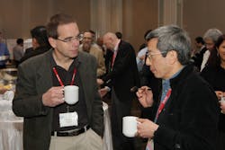 UC–Davis professor J. Clark Lagarias (left) talks with Nobel Prize laureate Roger Tsien (right) during the International Congress on Biophotonics 2008. The 2010 congress will run concurrently with four other bio-optics events. UC–Davis professor J. Clark Lagarias (left) talks with Nobel Prize laureate Roger Tsien (right) during the International Congress on Biophotonics 2008. The 2010 congress will run concurrently with four other bio-optics events.