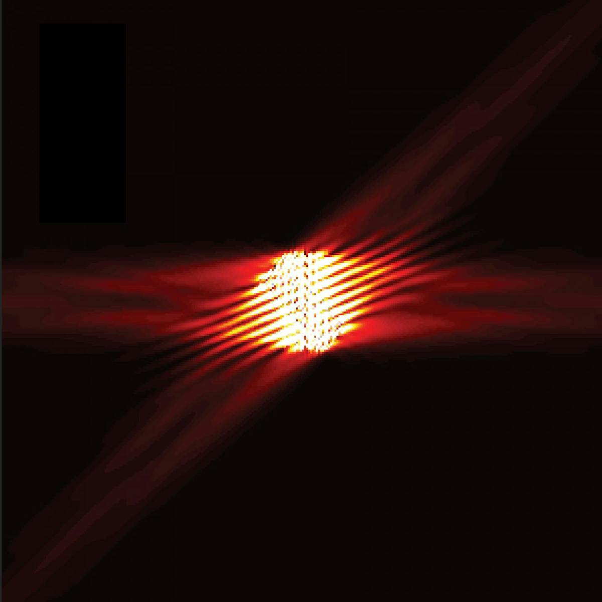 Light from an optical fiber illuminates a metasurface and is scattered in four different directions; the intensities are measured by the four detectors. From this measurement, the state of polarization of light is detected.